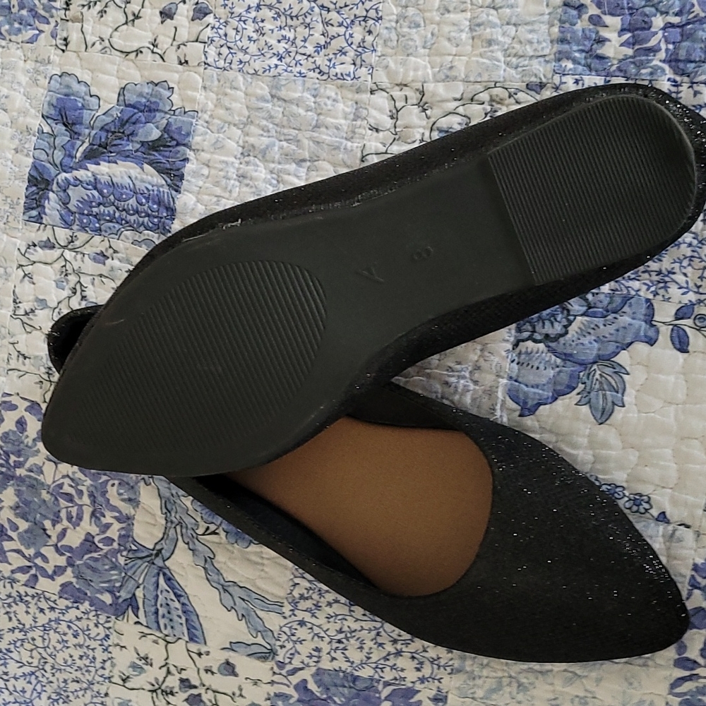 EUC Ardene Comfort Foam+ Black Sparkle Flats Size 8 - Picture 4 of 6